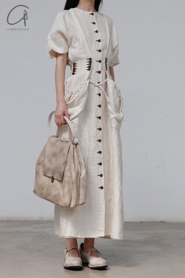Mutedance Button Waist Dress Collection MD-MD23FW43-LUO Nude PM103